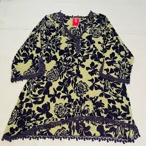 Johnny Was Women Floral Tunic Top 3/4 Sleeve Casual Everyday  42x33 Boho-3831